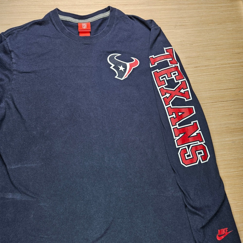 Houston Texans Nike NFL Long Sleeve T Shirt Men's XL Blue Logo Graphic Tee